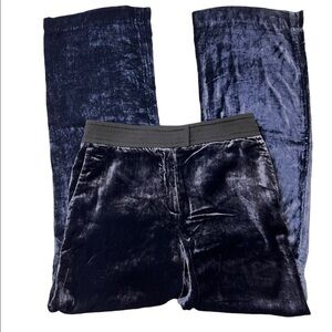 Tara Jarmon 36 Shimmery Blue Silk Rayon Velvet Pants
